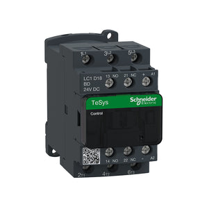 Contactor, Tesys Deca, 3P(3NO), AC-3/AC-3e, <=440V 18A, 24V DC coil, screw clamp terminals