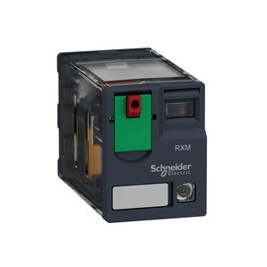Miniature plug in relay, 12A, 8 Pin, 2CO, with LED, lockable test but to n, 230V AC