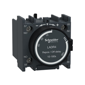 Time delay auxiliary contact block, TeSys Deca, 1NO+1NC, off delay 10-180s, front, screw clamp terminals