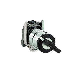 Key selector switch, Harmony XB4, metal, black, 22mm, key 455, 2 positions, spring return right to left, 1NO