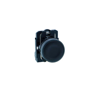 Push button, Harmony XB5N XB7N, plastic, flush, black, 22mm, spring return, unmarked, 1 NO