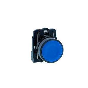 Push button, Harmony XB5N XB7N, plastic, flush, blue, 22mm, spring return, unmarked, 1 NO