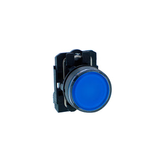 Illuminated pushbutton, Harmony XB5N XB7N, plastic, flush, blue, 22mm, spring return, 230V AC, 1 NO