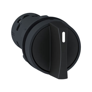 Monolithic selector switch, Harmony XB7, plastic, black, 22mm, stay put, 2 positions, stay put, 1NO