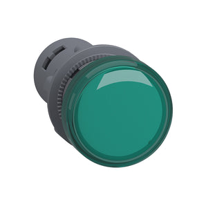 Monolithic pilot light, Easy Harmony XA2, plastic, green, 22mm, integral LED, screw clamp terminals, 220Ä230V AC, anti interference