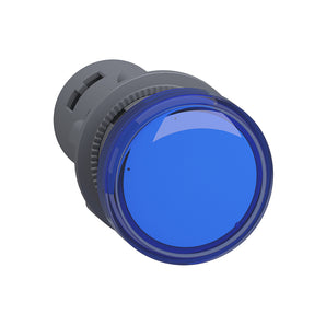 Monolithic pilot light, Easy Harmony XA2, plastic, blue, 22mm, integral LED, screw clamp terminals, 24V AC DC