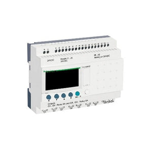 Modular smart relay, Zelio Logic SR2 SR3, 26 IO, 24V DC, clock, display, 10 relay outputs