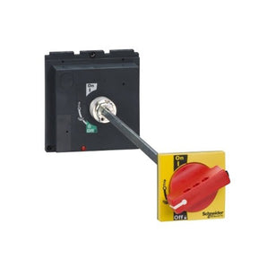 Extended rotary handle, ComPact NSX 400/630, red handle on yellow front, shaft length 209 to 600 mm, IP55