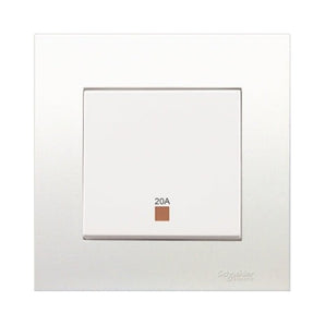 Vivace Double Pole Switch, 20A, 250V, 1 way, 1 gang, with neon indicator, white