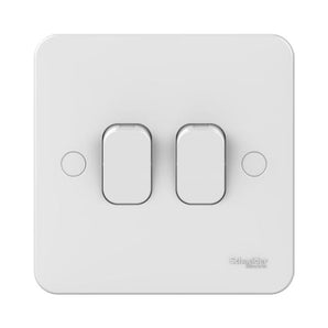 Lisse - Plate switch - without instructions - 2 gangs 2 way - 10AX White