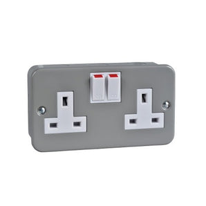 Exclusive Metal clad - switched socket - 13 A - 230 V - 2 gangs - grey