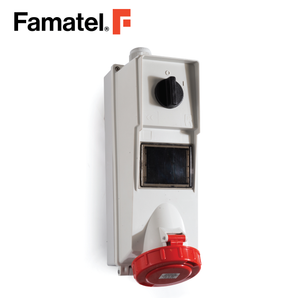 Vertical Wall Switch Socket 3P+E+N 63A 400V IP67 w/DIN rail