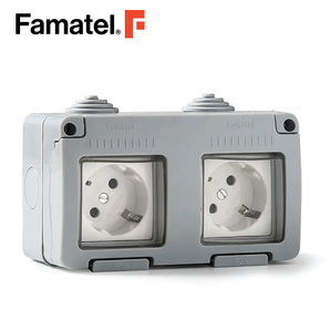 IP55 Surface Socket  8.2x7cm 16A/250VAC 2 Gang