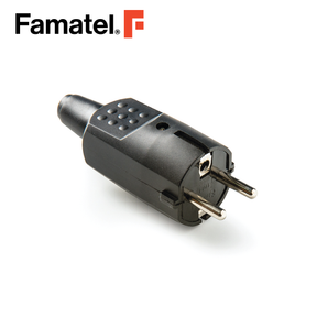 Plug 2P+E 16A 250V Rubber IP20 4.8mm