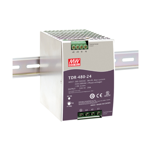 AC-DC INDUSTRIAL DIN RAIL POWER SUPPLY OUTPUT 24VDC AT 20A METAL CASE 3-PHASE INPUT