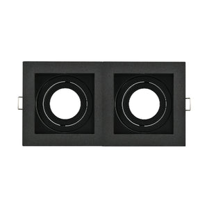 Adjustable Double Square Aluminum Downlight Frame 9x17cm Black