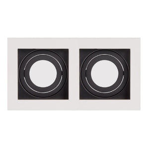 Adjustable Double Square Aluminum Downlight Frame 9x17cm White And Black