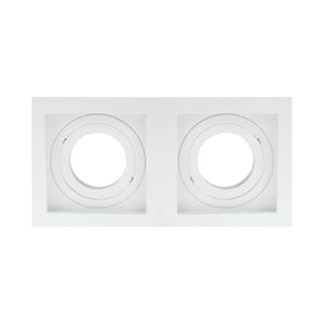 Adjustable Double Square Aluminum Downlight Frame 9x17cm White