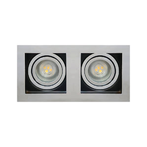 Adjustable Double Square Aluminum Downlight Frame 9x17cm Silver