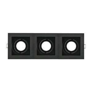 Adjustable Triple Square Aluminum Downlight Frame 9x25cm Black