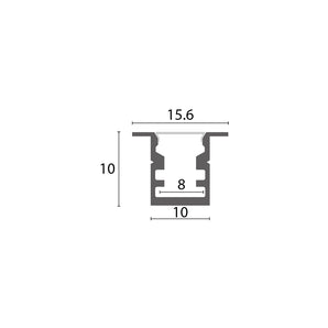 Aluminum Profile Recessed W=10mm D=10mm , 3m/Unit