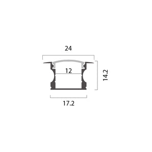 Aluminum Profile Recessed W=17.2mm D=14.2mm , 3m/Unit