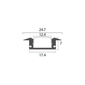 Aluminum Profile Recessed W=17.4mm D=7mm , 3m/Unit