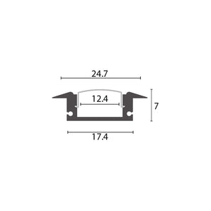 Black Aluminum Profile Recessed W=17.4mm D=7mm , 3m/Unit