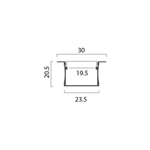 Aluminum Profile Recessed W=23.5mm D=20.5mm , 3m/Unit