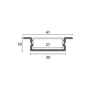 Black Aluminum Profile Recessed W=30mm D=10mm , 3m/Unit