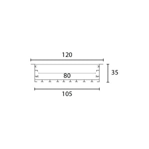 White Aluminum Profile Recessed W=105mm D=35mm , 3m/Unit