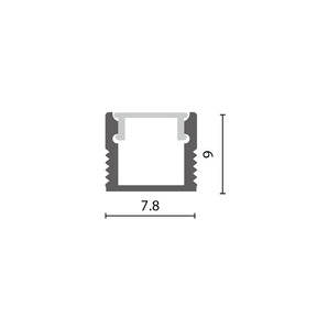 Aluminum Profile Surface Mounted W=7.8mm D=9mm , 3m/Unit