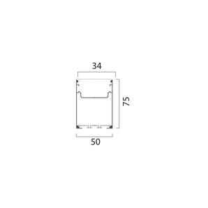 Aluminum Profile Surface Mounted W=50mm D=75mm , 3m/Unit