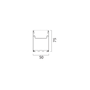 Black Aluminum Profile Surface Mounted W=50mm D=75mm , 3m/Unit
