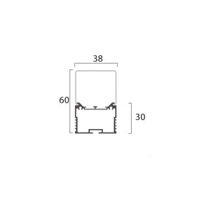 3D Aluminum Profile Surface Mounted W=38mm D=30mm Total=60mm , 3m/Unit