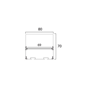 3D Aluminum Profile Surface Mounted W=80mm D=69mm Total=70mm , 3m/Unit