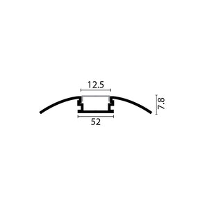 White Curved Aluminum Profile Recessed W=52mm D=7.8mm , 3m/Unit