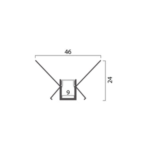 Outside Corner Aluminum Profile Recessed W=46mm D=24mm , 3m/Unit