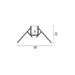 Inside Corner Aluminum Profile Recessed W=50mm D=24mm , 3m/Unit