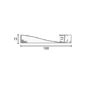 Skirting Board Aluminium Profile H=100mm D=15mm , 3m/Unit
