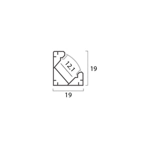 Corner Mounting Aluminium Profile W=19mm D=19mm , 3m/Unit