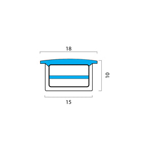 Silicone Profile Recessed W=15mm D=10mm , 1m/Unit