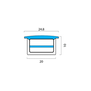 Silicone Profile Recessed W=20mm D=10mm , 1m/Unit