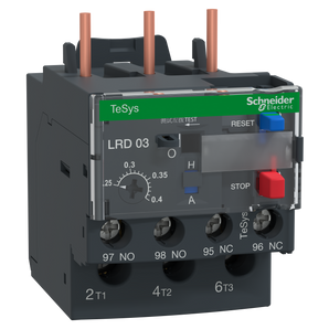 Thermal overload relay, TeSys Deca, 690VAC, 0.25 to 0.4A, 1NO+1NC, class 10A, screw clamp