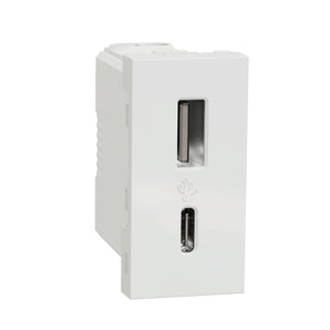 USB, New Unica, 1 module, Type A+C,12W, white