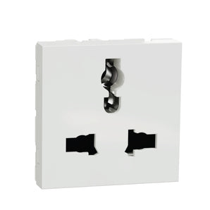 Socket outlet, New Unica, Multistandard, with shutter, 2 modules, white