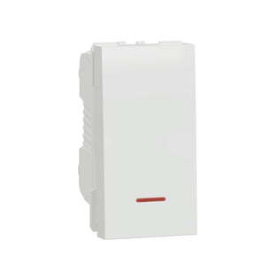 Switch, New Unica, 1-pole 1-way, 16AX, 1 module, indication lamp, white