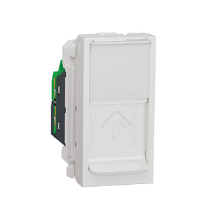 Data socket, New Unica, mechanism, RJ45, U/UTP, straight, click, shuttered, white