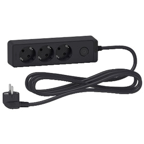Unica extend, 3 Schuko, switchable, 3m cable Black