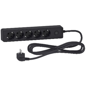 Unica extend, 5 Schuko, switchable, 3m cable Black